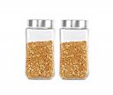 CELLO Qube Fresh Glass Storage Jar | Container with Air tight Silver Metal Lid | Multipurpose Jar | For Storage of Food, Pulses, Spice, Cereals, Cookies, Dry Food | Set of 2, 1000ml, Clear...