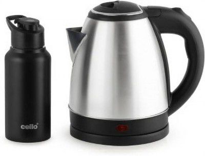 cello Quick Boil Lifestyle Kettle 1.5 L + Sippa 500 ML Stainless Steel Water Bottle Electric Kettle (1.5 L, Silver)