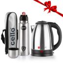 Cello Quick Boil Pride Electric Kettle, 1.8 Ltr, Flipstyle Bottle with Jacket, 750 ml Electric Kettle (2.55 L, Silver)...