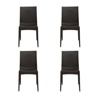 Cello Rattan Kraft Garden Chair, Set of 4 (Pearl Brown)