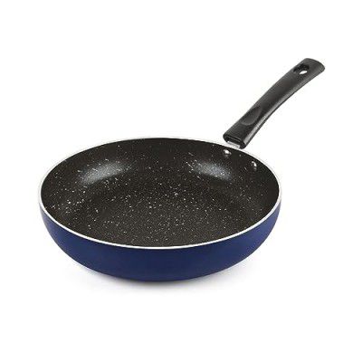 CELLO Regal Non Stick Blue Fry Pan with Spatter - 22cm | Cookware with Non Stick Coating | Gas Top and Induction Compatible