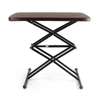 Cello Riser Duroplast Multi Utility Rectangular Table, Scissor fold and Height Adjustable, Brown (Plastic)