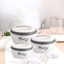 Cello Sapphire | Insulated Inner Steel Casserole | Set of 3 (1500, 1000, 500) | BPA Free | Food Grade | Serving, White...
