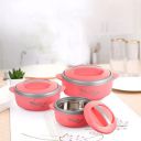 CELLO Sapphire Insulated Inner Steel Casserole Set of 3, Peach (500ml, 1000ml, 1500ml)...