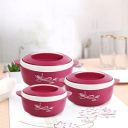 CELLO Sapphire Insulated Inner Steel Casserole Set of 3, Pink (500ml, 1000ml, 1500ml) | Hot Box for Kitchen...
