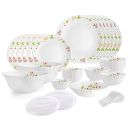 Cello Secret Garden Dazzle Series Opalware Dinner Set, 35 Pieces, Service for 6, White, Extra Large...