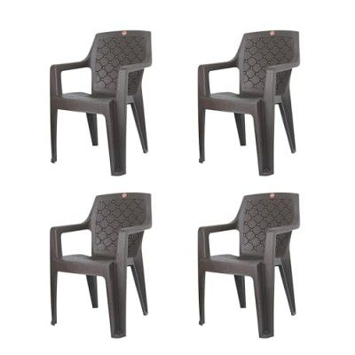 Cello Squid Chair Set of 4, Matte Brown | Unbreakable, Durable & Strong