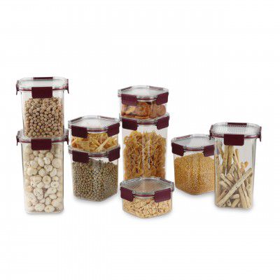 CELLO Stack Lock Storage Container Set of 9 (900ml + 450ml + 1300ml) x 3 each, Maroon