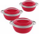 Cello Stainless Steel Hot n Fresh Casserole Set with Inner Steel, Set of 3 (500ml, 1000ml, 1500ml), Red...