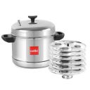 Cello Stainless Steel Induction Base Idli Cooker and Multi Kadhai, 6 Plates...