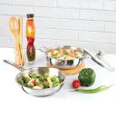 Cello Steelox Induction Compatible Stainless Steel Fry Pan & Kadai with Glass Lid 22 cm/2Ltrs (3 pcs Set)...
