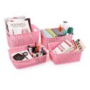 Cello Style Knit Basket Without Lid, Set of 4, Pink,Plastic...