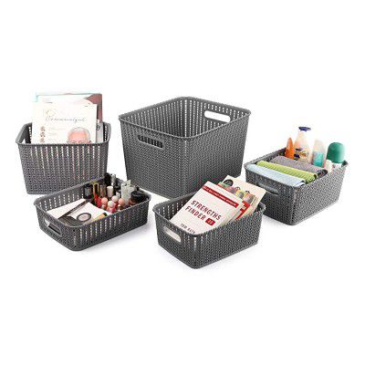 Cello Style Knit Basket Without Lid Set of 5