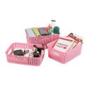 Cello Style Knit Small Basket Without Lid, Set of 3, Pink,Plastic...