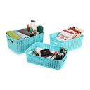 Cello Style Knit Small Basket Without Lid, Set of 3, Blue...