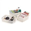 CELLO Style Knit Small Rectangular Basket without Lid, Set of 3, Ivory,Plastic...