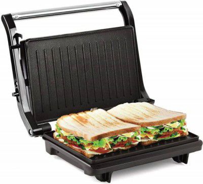 cello Super Club 200+ 750Watt Sandwich Maker|On-Off Light Indicator|Non-Stick Plates| Grill  (Black, Silver)