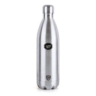 Cello Swift Stainless Steel Double Walled Flask Bottle, Hot and Cold, 750ml, 1 Piece, Silver