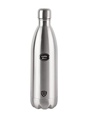 Cello Swift Thermosteel Water Bottle 1000ml, Silver | 24 Hours Hot & Cold