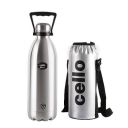Cello Swift Thermosteel Water Bottle with Thermal Jacket 2200ml, Silver |24 Hours Hot & Cold | Rust & Leak Proof | Ideal for Office, Gym, Home, Kitchen, Hiking, Trekking, Travel Bottle...