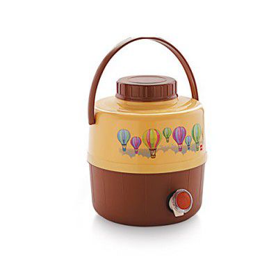 Cello Travel Star Pastic Insulated Water Jug | Inner Stainless Steel Jug | Hot & Cold | Easy to Carry | 16 litres, Brown