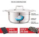Cello Tri-Ply 20 cm Stainless Steel Cookware Casserole, 3 LTR | Tri-Ply Bottom Casserole with SS Lid | Induction and Gas Stove Friendly...
