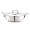 CELLO Tri-Ply 22 cm Stainless Steel Cookware Kadhai with Lid 2.2 LTR ...