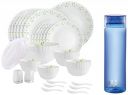 cello Tropical Lagoon 37 pcs Dinner Set & Cello H2O Unbreakable Plastic Bottle, 1 Litre, Assorted Colour...