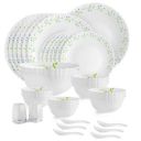 Cello Tropical Lagoon Dazzle Series Opalware Dinner Set, 35-Pieces, Service for 6, White...
