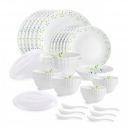 CELLO Tropical Lagoon Dazzle Series Opalware Dinner Set of 35 Pieces For Family of 6 ...