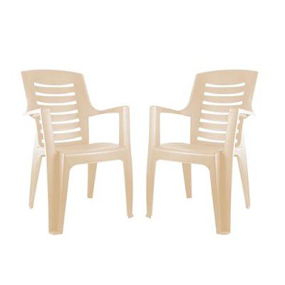 Cello Ultra Chair Set of 2, Matte Beige | Unbreakable, Durable & Strong |Blended PP Material, Easy to Clean |Plastic Chair | 3 Years Warranty - Manufacturing Defects