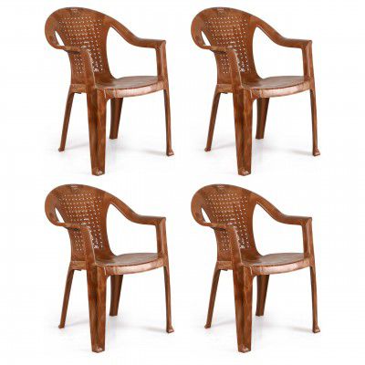 Cello Unique Chair Set of 4, Sandalwood | Unbreakable, Durable & Strong | 3 Years Warranty - Manufacturing Defects