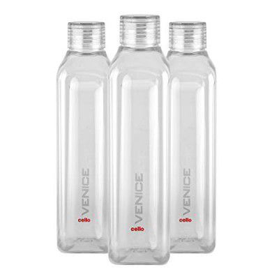 CELLO Venice Exclusive Edition Water Bottles Set of 3, 1000ml Each Clear