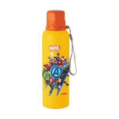 CELLO Yippee Stainless Steel Water Bottle, 900ml, Orange | Leak-Proof & BPA Free | Easy to carry wrist belt | Fun & Trendy Designs | Ideal for School, Picnics