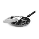 CELLOAppam Patra with Stainless Steel Lid Non-Stick Heavy Duty Aluminium 25 cm, 12 Cavity | Single Handle with SS Lid | Appam Maker | Appam Patra | Appam pan | Litti Maker | Black...