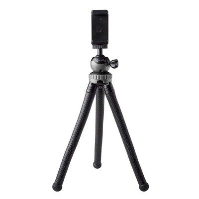Celly Tripod 15 inch with 360° Rotating Ball Head Tripod for DSLR Cameras and Mobile Phones, Flexible Legs with Adjustable clamp (Black) (CLICFLEXTRI)