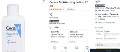 Cerave Moisturizing Lotion, 20 ml