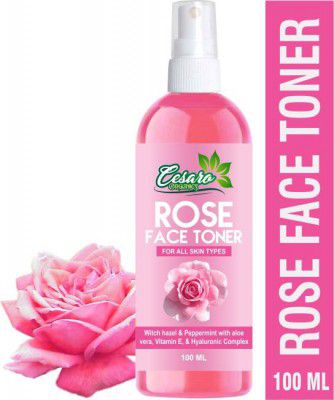 Cesaro Organics Rose Face Toner for Refreshing & Hydrating with Hazel & Peppermint Men & Women  (100 ml)