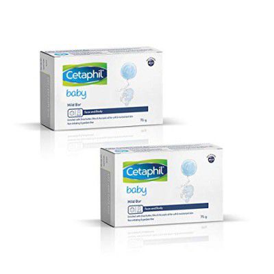 Cetaphil Baby Mild Bar 75gm, Kids Soap for Bath, White, Medium
