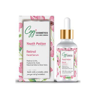 CGG Cosmetics Retinol 2.5%, Hyaluronic Acid, Niacinamide and Aloe Vera Facial Serum - 30ml