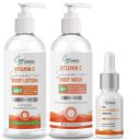 CGG Cosmetics Vitamin C Serum in Body Lotion 200ml, Body Wash 200ml & FREE 10ml Vitamin C Serum-Combo, For reverses aging, Brighten skin tone, Depigments...