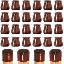Chair Leg Floor Protectors, 24 Pcs Silicone Felt Furniture Leg Pads Caps Covers for Hardwood Floors (:Fit 0.9"-1.29") Brown...
