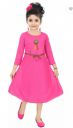 Chandrika  Girls Below Knee Casual Dress  (Pink, 3/4 Sleeve)...