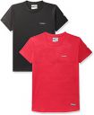 Charged Active-001 Camo Jacquard Polyester Round Neck Sports T-Shirt Red Size Small And Energy-004 Interlock Knit Hexagon Emboss Polyester Round Neck Sports T-Shirt Black Size Small...