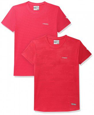 Charged Active-001 Camo Jacquard Round Neck Sports T-Shirt Red Size Small And Charged Pulse-006 Checker Knitt Round Neck Sports T-Shirt Red Size Small