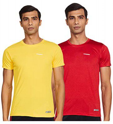 Charged Brisk-002 Melange Round Neck Sports T-Shirt Red Size Medium