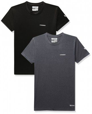 Charged Brisk-002 Melange Round Neck Sports T-Shirt Black 