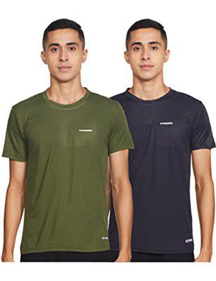 Charged Pulse-006 Checker Knitt Round Neck Sports T-Shirt Navy Size Medium And Charged Pulse-006 Checker Knitt Round Neck Sports T-Shirt Olive Size Medium