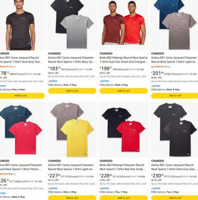 Upto 85% OFF - Charged Sports T-shirts