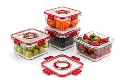 Chefdeck Air Tight Container For Kitchen Storage Set Kitchen Containers Set 1100ml (pack of 4) RED